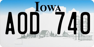 IA license plate AOD740