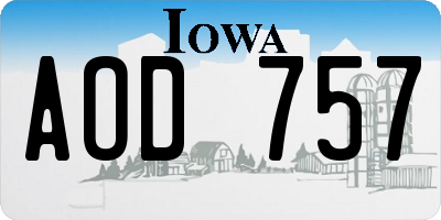 IA license plate AOD757