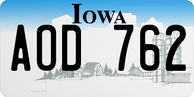 IA license plate AOD762