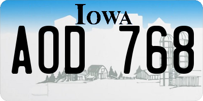 IA license plate AOD768