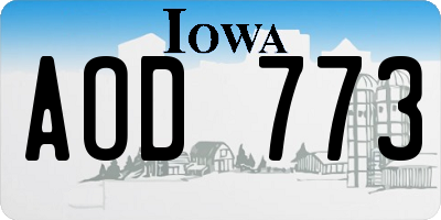 IA license plate AOD773