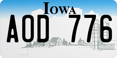 IA license plate AOD776