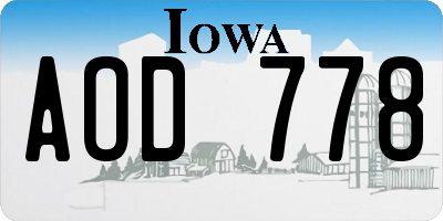 IA license plate AOD778