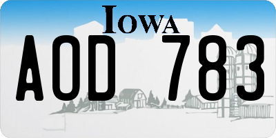 IA license plate AOD783
