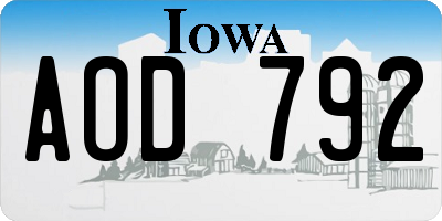 IA license plate AOD792