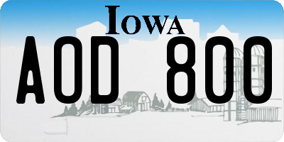 IA license plate AOD800