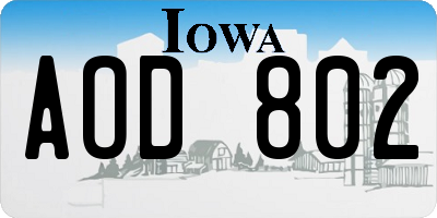 IA license plate AOD802