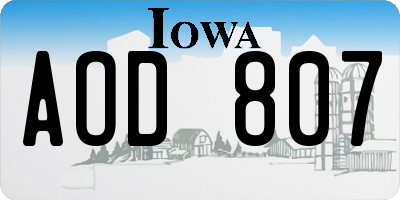IA license plate AOD807