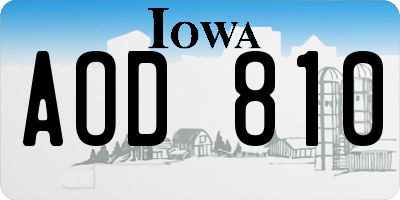 IA license plate AOD810