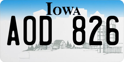 IA license plate AOD826