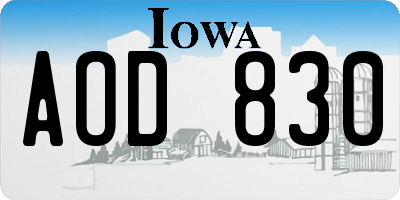 IA license plate AOD830