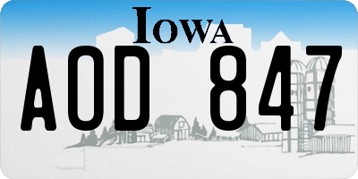 IA license plate AOD847