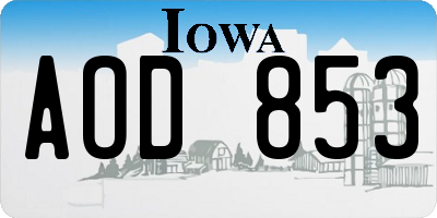 IA license plate AOD853
