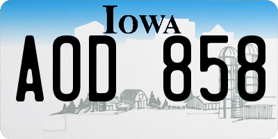IA license plate AOD858