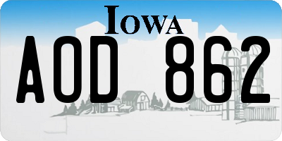 IA license plate AOD862