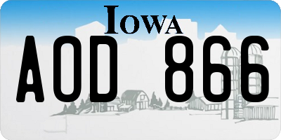 IA license plate AOD866