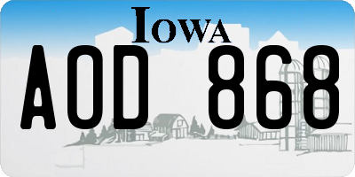 IA license plate AOD868