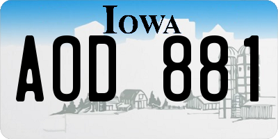 IA license plate AOD881