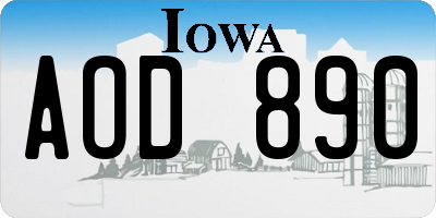 IA license plate AOD890