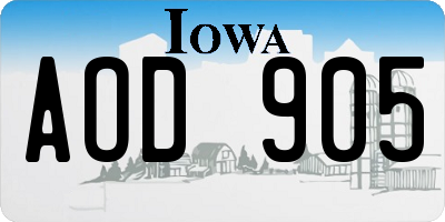 IA license plate AOD905
