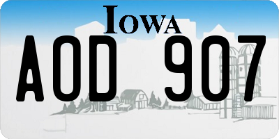 IA license plate AOD907