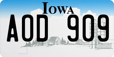 IA license plate AOD909