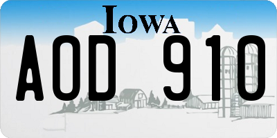 IA license plate AOD910