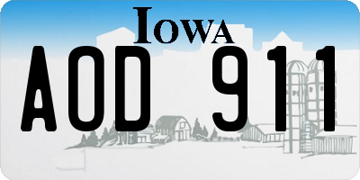 IA license plate AOD911