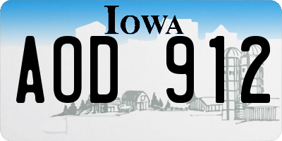 IA license plate AOD912