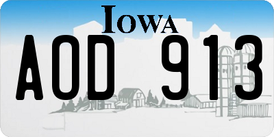 IA license plate AOD913