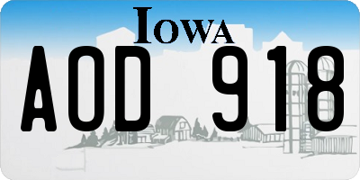 IA license plate AOD918