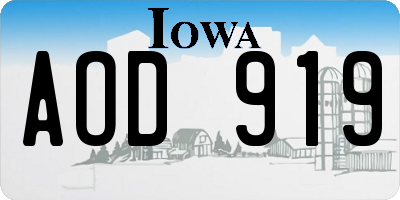 IA license plate AOD919