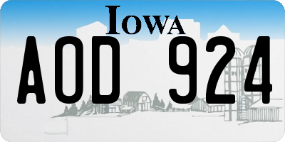 IA license plate AOD924