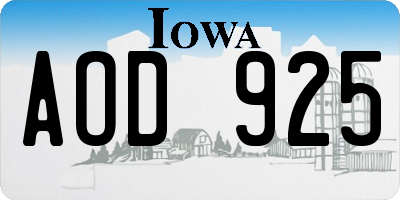 IA license plate AOD925