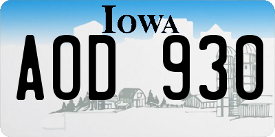 IA license plate AOD930