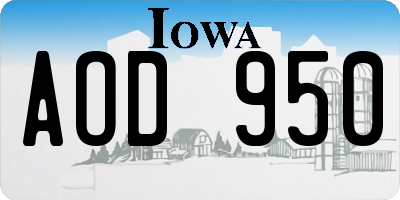 IA license plate AOD950