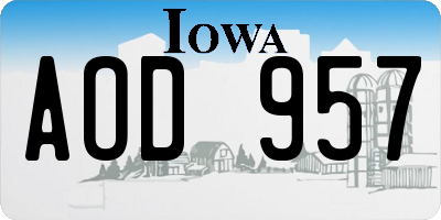 IA license plate AOD957