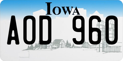 IA license plate AOD960