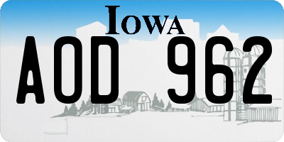 IA license plate AOD962