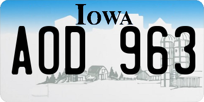 IA license plate AOD963