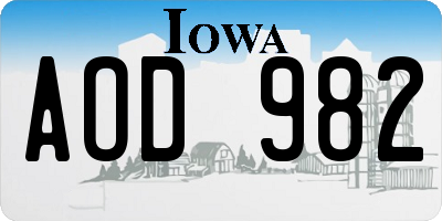 IA license plate AOD982