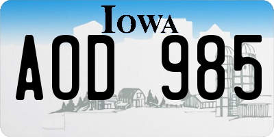IA license plate AOD985