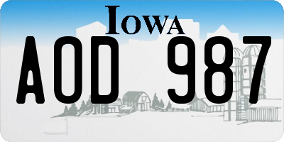 IA license plate AOD987