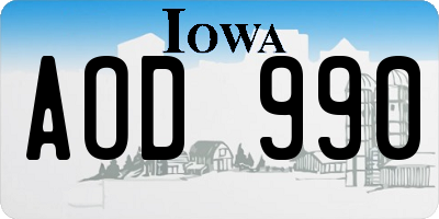 IA license plate AOD990
