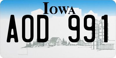 IA license plate AOD991