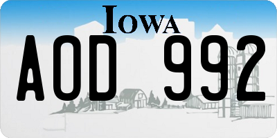 IA license plate AOD992