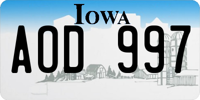 IA license plate AOD997