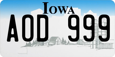 IA license plate AOD999