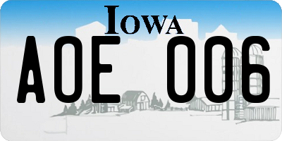 IA license plate AOE006