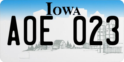 IA license plate AOE023